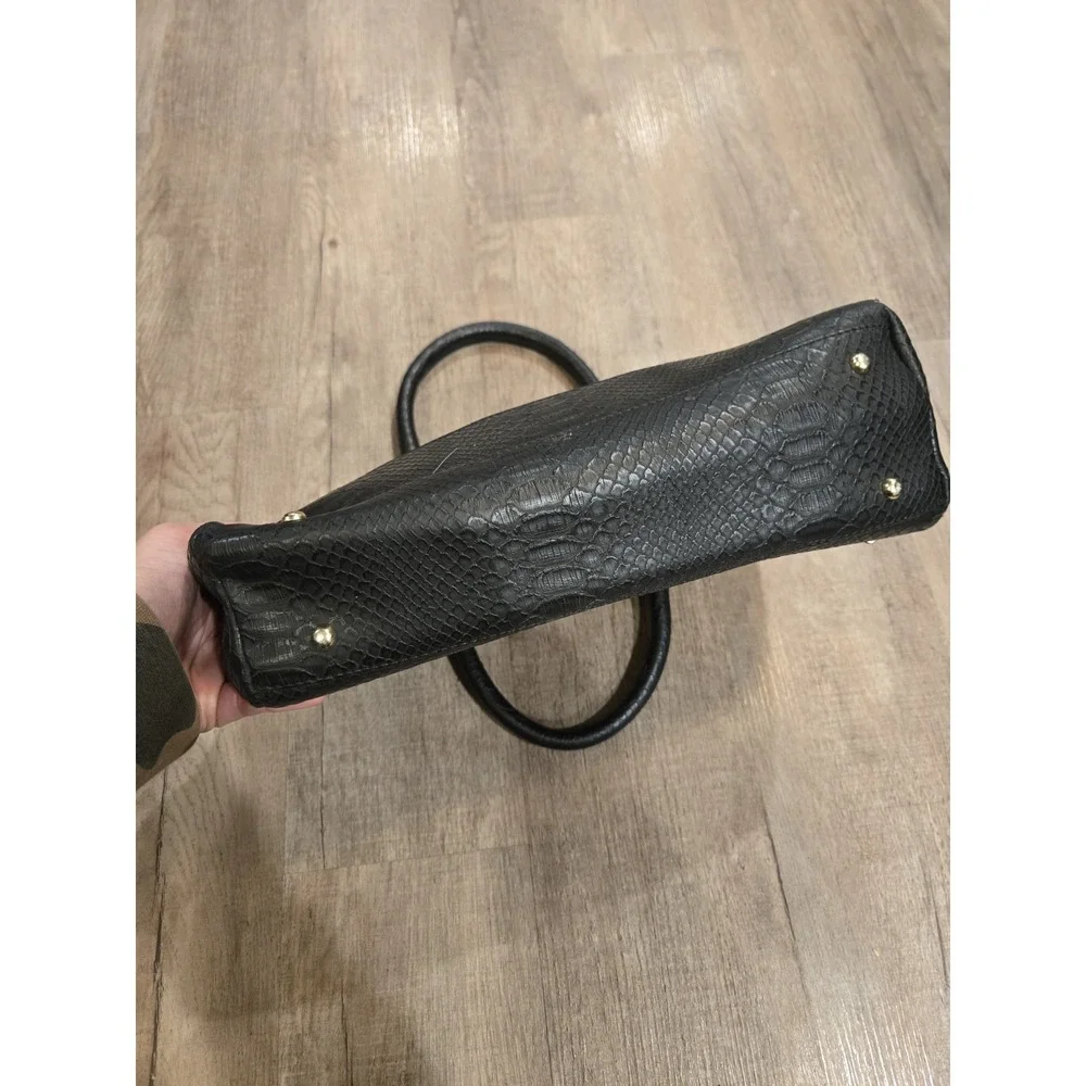 BCBG Paris Black Faux Snakeskin Handbag